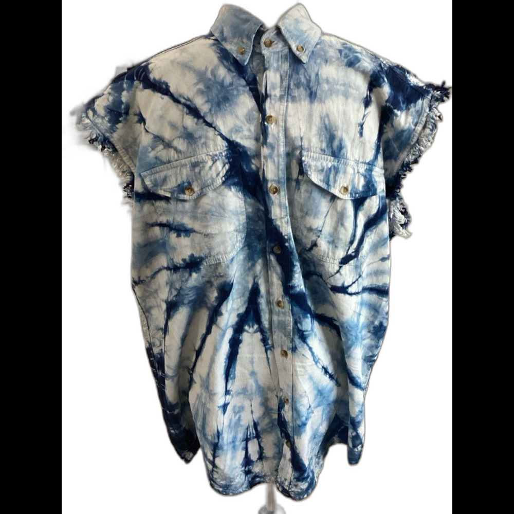 USA Bike Design Shirt XL American Pride Timeless Motorcycle Cutoff Button Down